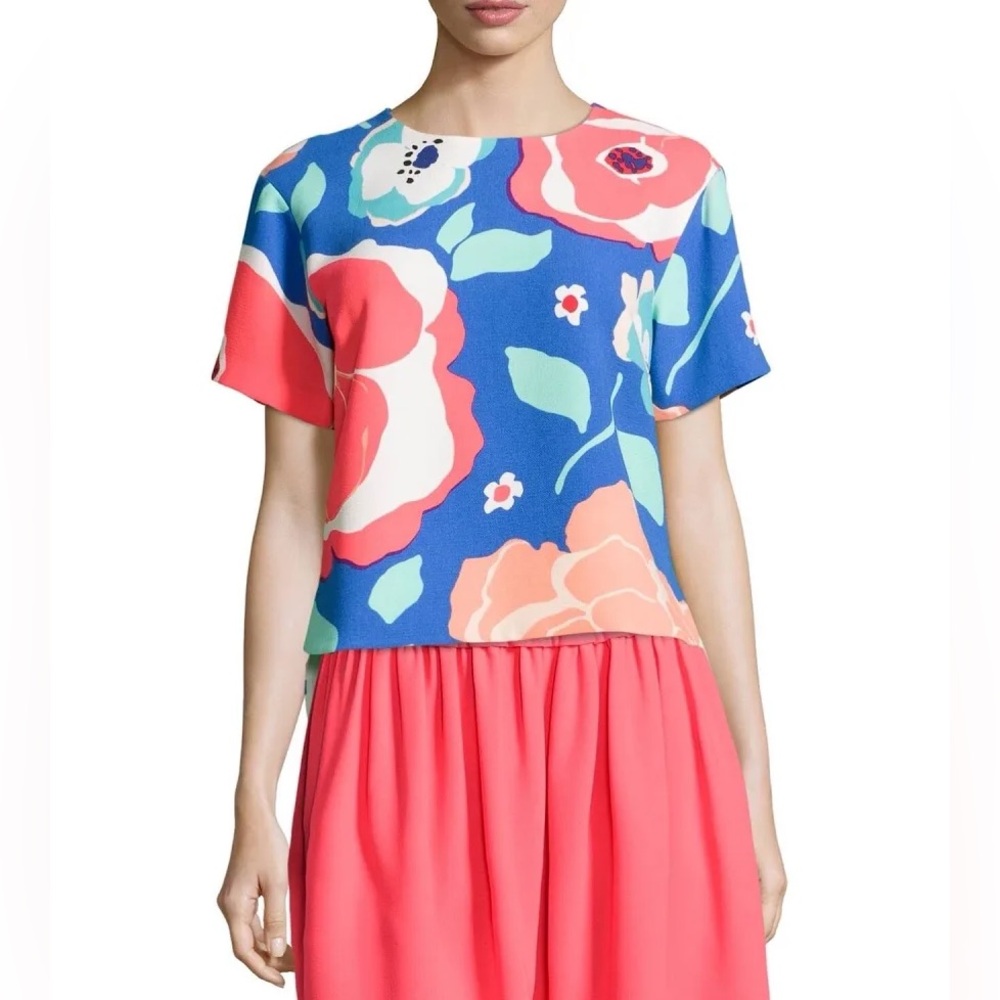 Kate Spade Multi Floral & Striped Ramona Top - Size 2